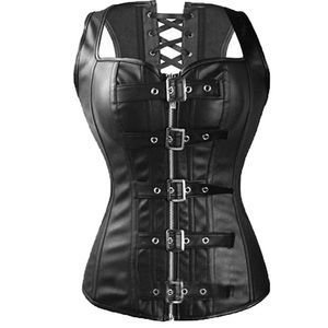 Faux Leather Corset, Plus Size, Boned